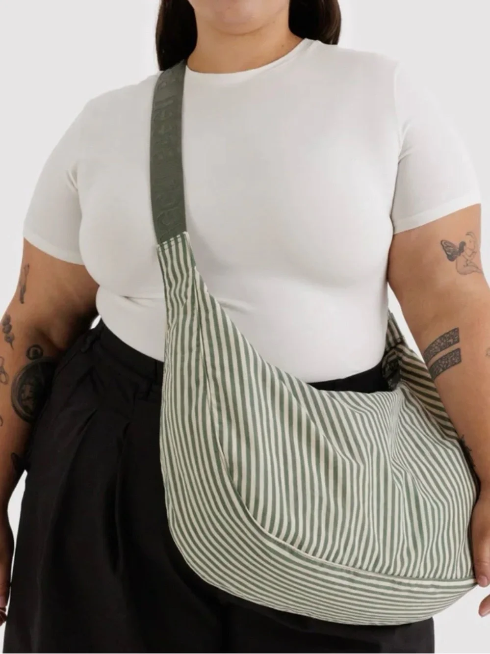 NWT baggu sage stripe large crescent
